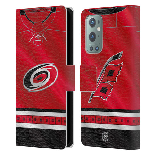 NHL Carolina Hurricanes Jersey Leather Book Wallet Case Cover For OnePlus 9