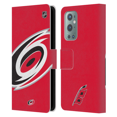 NHL Carolina Hurricanes Oversized Leather Book Wallet Case Cover For OnePlus 9