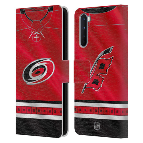 NHL Carolina Hurricanes Jersey Leather Book Wallet Case Cover For OnePlus Nord 5G