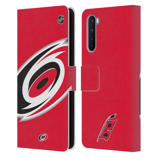 NHL Carolina Hurricanes Oversized Leather Book Wallet Case Cover For OnePlus Nord 5G