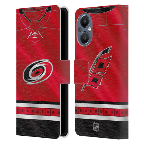 NHL Carolina Hurricanes Jersey Leather Book Wallet Case Cover For OnePlus Nord N20 5G