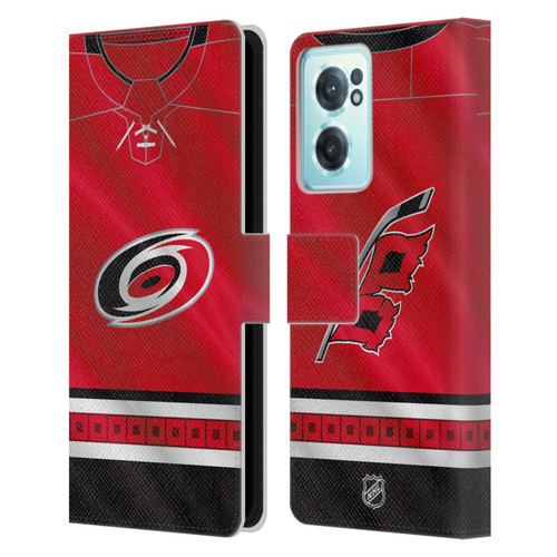 NHL Carolina Hurricanes Jersey Leather Book Wallet Case Cover For OnePlus Nord CE 2 5G