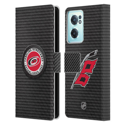 NHL Carolina Hurricanes Puck Texture Leather Book Wallet Case Cover For OnePlus Nord CE 2 5G