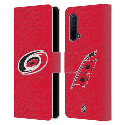 NHL Carolina Hurricanes Plain Leather Book Wallet Case Cover For OnePlus Nord CE 5G