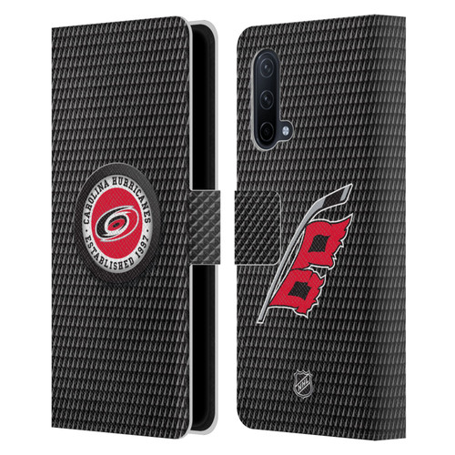 NHL Carolina Hurricanes Puck Texture Leather Book Wallet Case Cover For OnePlus Nord CE 5G