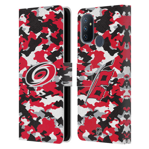 NHL Carolina Hurricanes Camouflage Leather Book Wallet Case Cover For OnePlus Nord N100