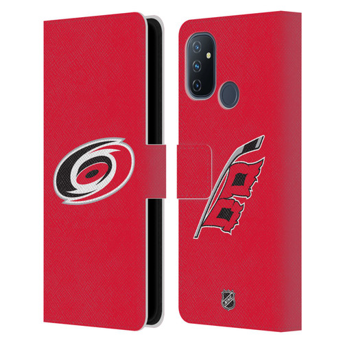 NHL Carolina Hurricanes Plain Leather Book Wallet Case Cover For OnePlus Nord N100