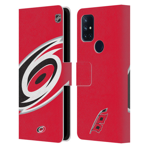 NHL Carolina Hurricanes Oversized Leather Book Wallet Case Cover For OnePlus Nord N10 5G