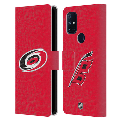 NHL Carolina Hurricanes Plain Leather Book Wallet Case Cover For OnePlus Nord N10 5G