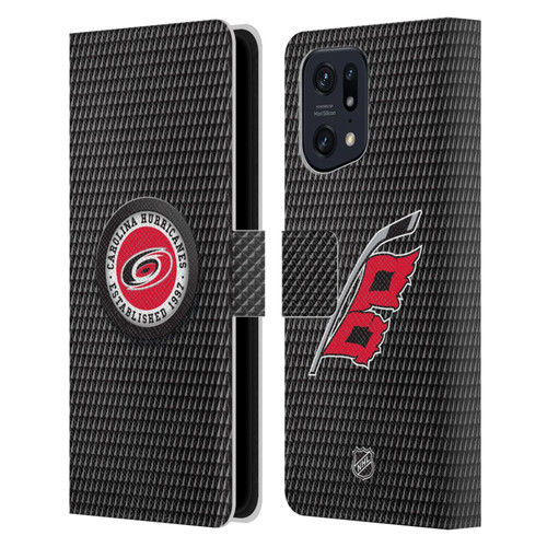 NHL Carolina Hurricanes Puck Texture Leather Book Wallet Case Cover For OPPO Find X5