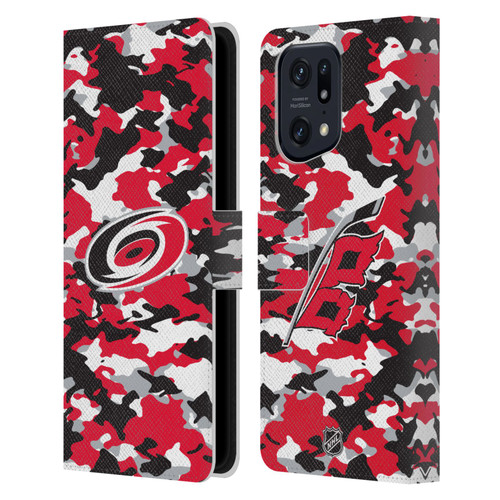 NHL Carolina Hurricanes Camouflage Leather Book Wallet Case Cover For OPPO Find X5 Pro