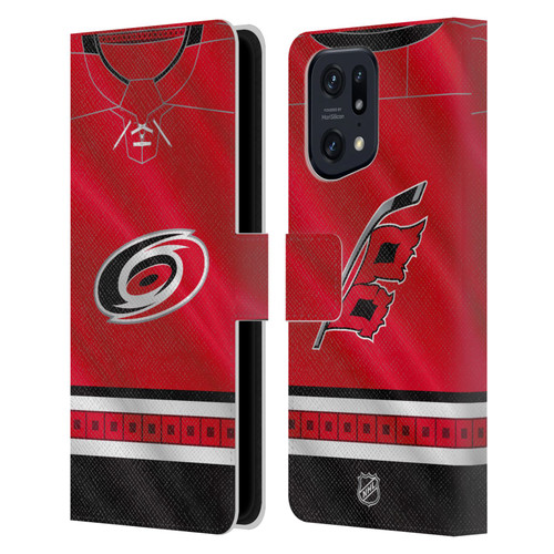 NHL Carolina Hurricanes Jersey Leather Book Wallet Case Cover For OPPO Find X5 Pro