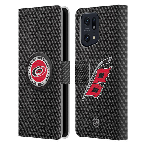 NHL Carolina Hurricanes Puck Texture Leather Book Wallet Case Cover For OPPO Find X5 Pro