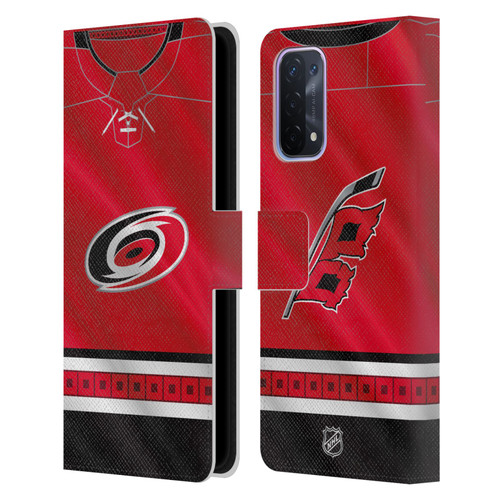 NHL Carolina Hurricanes Jersey Leather Book Wallet Case Cover For OPPO A54 5G