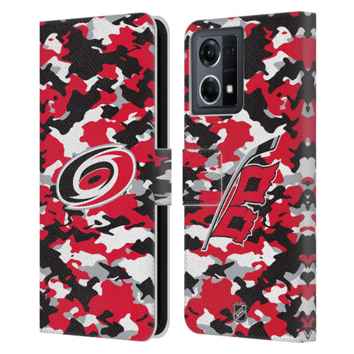 NHL Carolina Hurricanes Camouflage Leather Book Wallet Case Cover For OPPO Reno8 4G