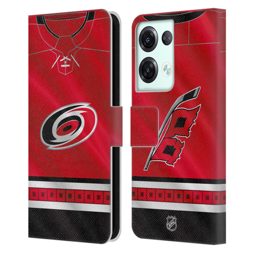 NHL Carolina Hurricanes Jersey Leather Book Wallet Case Cover For OPPO Reno8 Pro