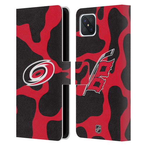 NHL Carolina Hurricanes Cow Pattern Leather Book Wallet Case Cover For OPPO Reno4 Z 5G