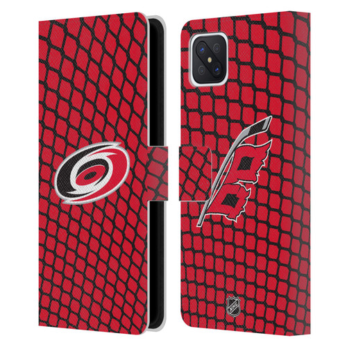 NHL Carolina Hurricanes Net Pattern Leather Book Wallet Case Cover For OPPO Reno4 Z 5G