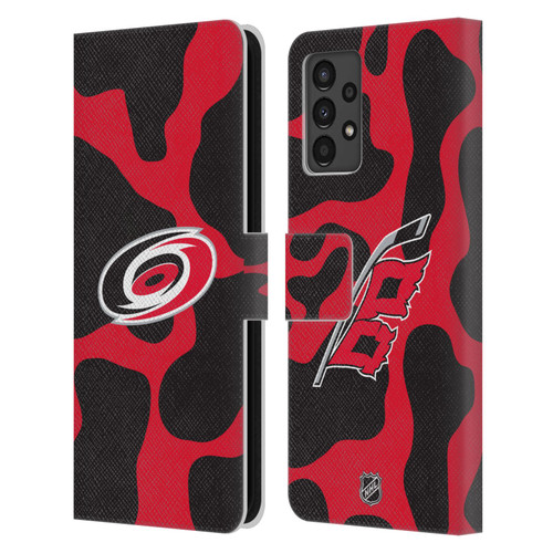 NHL Carolina Hurricanes Cow Pattern Leather Book Wallet Case Cover For Samsung Galaxy A13 (2022)