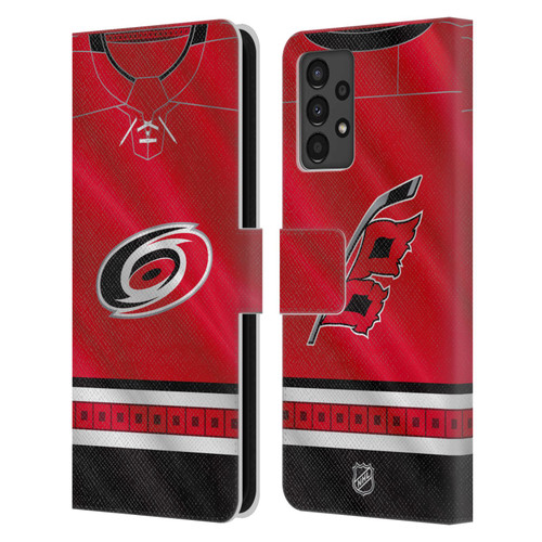 NHL Carolina Hurricanes Jersey Leather Book Wallet Case Cover For Samsung Galaxy A13 (2022)