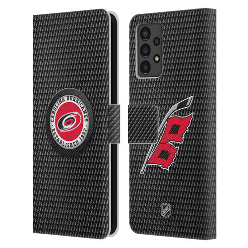 NHL Carolina Hurricanes Puck Texture Leather Book Wallet Case Cover For Samsung Galaxy A13 (2022)