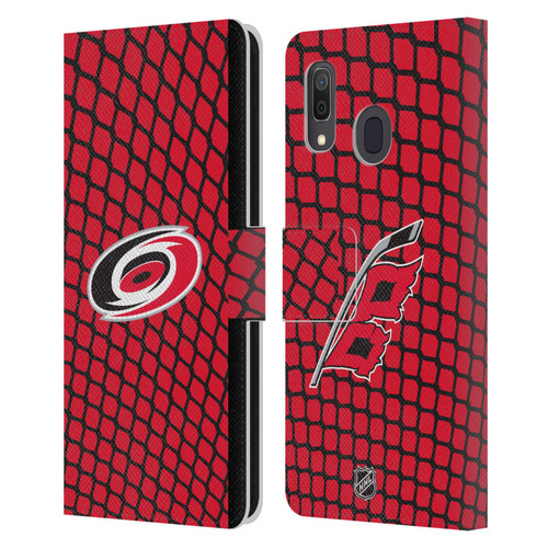 NHL Carolina Hurricanes Net Pattern Leather Book Wallet Case Cover For Samsung Galaxy A33 5G (2022)