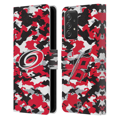 NHL Carolina Hurricanes Camouflage Leather Book Wallet Case Cover For Samsung Galaxy A53 5G (2022)