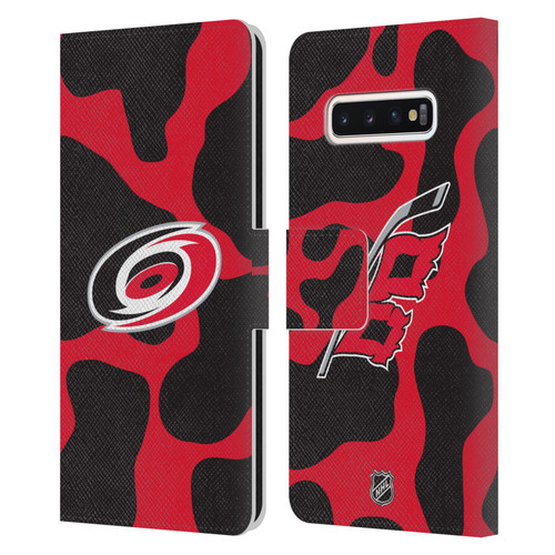 NHL Carolina Hurricanes Cow Pattern Leather Book Wallet Case Cover For Samsung Galaxy S10