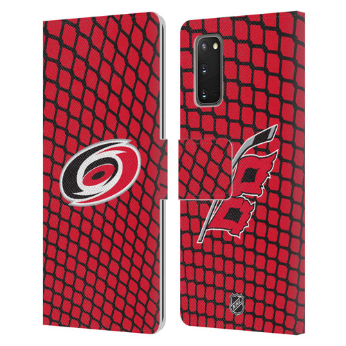 NHL Carolina Hurricanes Net Pattern Leather Book Wallet Case Cover For Samsung Galaxy S20 / S20 5G