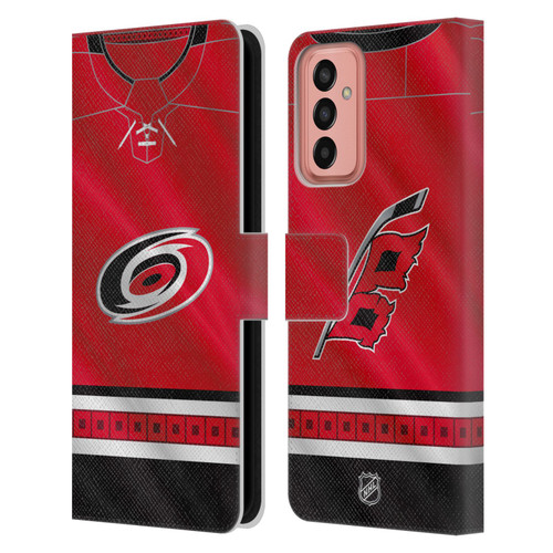NHL Carolina Hurricanes Jersey Leather Book Wallet Case Cover For Samsung Galaxy M13 (2022)