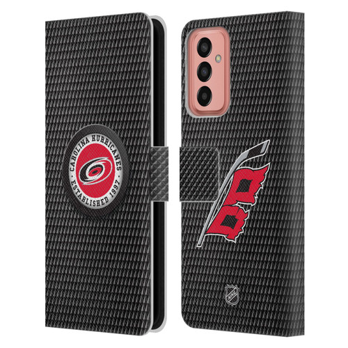 NHL Carolina Hurricanes Puck Texture Leather Book Wallet Case Cover For Samsung Galaxy M13 (2022)