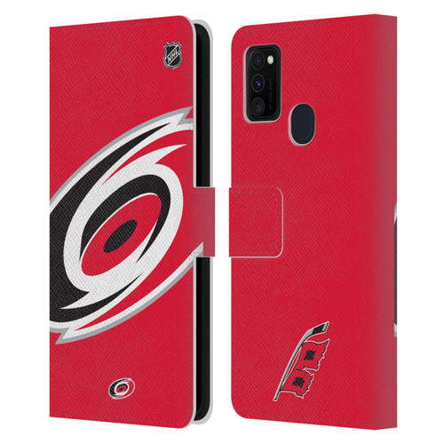 NHL Carolina Hurricanes Oversized Leather Book Wallet Case Cover For Samsung Galaxy M30s (2019)/M21 (2020)