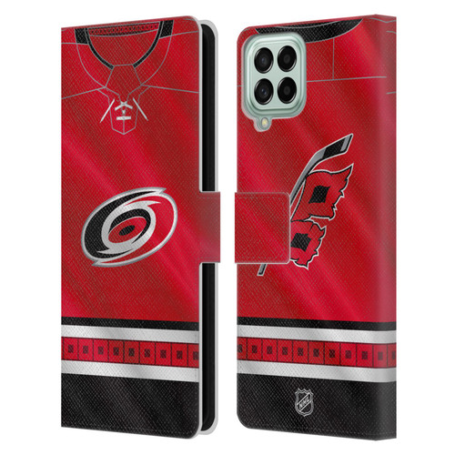 NHL Carolina Hurricanes Jersey Leather Book Wallet Case Cover For Samsung Galaxy M53 (2022)