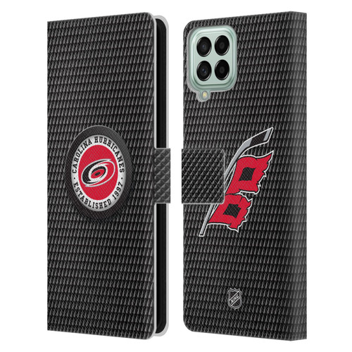 NHL Carolina Hurricanes Puck Texture Leather Book Wallet Case Cover For Samsung Galaxy M53 (2022)