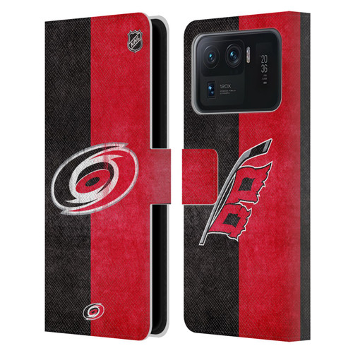 NHL Carolina Hurricanes Half Distressed Leather Book Wallet Case Cover For Xiaomi Mi 11 Ultra