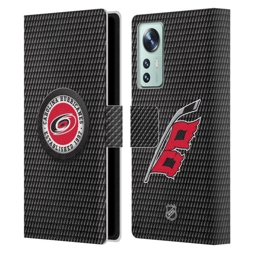 NHL Carolina Hurricanes Puck Texture Leather Book Wallet Case Cover For Xiaomi 12