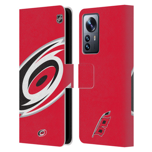 NHL Carolina Hurricanes Oversized Leather Book Wallet Case Cover For Xiaomi 12 Pro