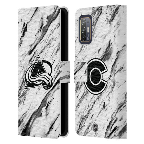 NHL Colorado Avalanche Marble Leather Book Wallet Case Cover For HTC Desire 21 Pro 5G