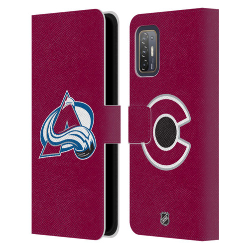 NHL Colorado Avalanche Plain Leather Book Wallet Case Cover For HTC Desire 21 Pro 5G