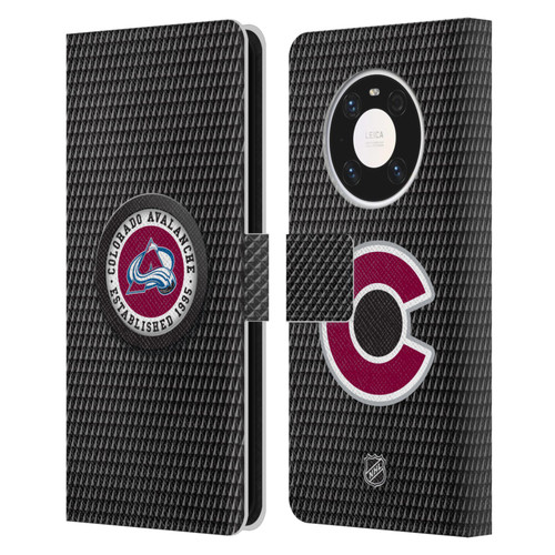 NHL Colorado Avalanche Puck Texture Leather Book Wallet Case Cover For Huawei Mate 40 Pro 5G