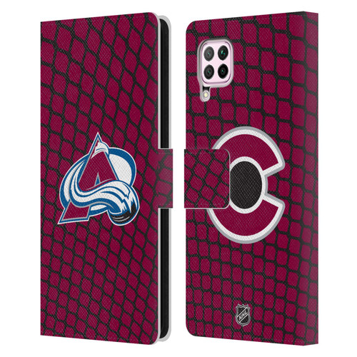 NHL Colorado Avalanche Net Pattern Leather Book Wallet Case Cover For Huawei Nova 6 SE / P40 Lite