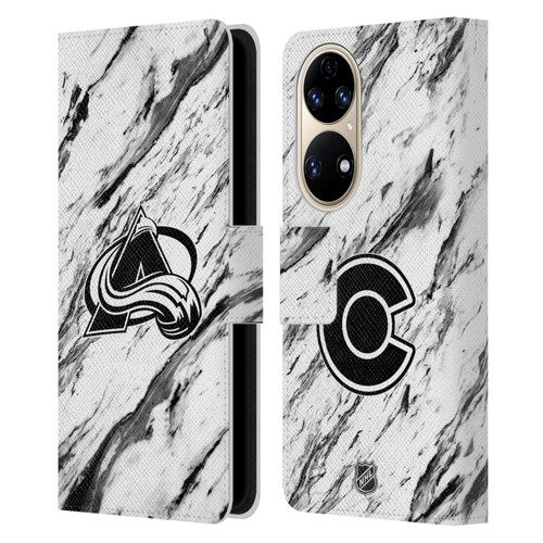 NHL Colorado Avalanche Marble Leather Book Wallet Case Cover For Huawei P50