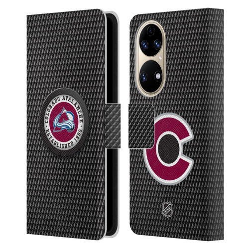 NHL Colorado Avalanche Puck Texture Leather Book Wallet Case Cover For Huawei P50