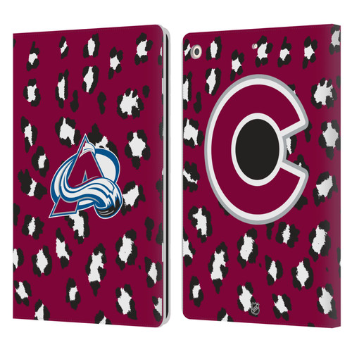 NHL Colorado Avalanche Leopard Patten Leather Book Wallet Case Cover For Apple iPad 10.2 2019/2020/2021