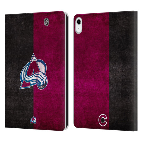 NHL Colorado Avalanche Half Distressed Leather Book Wallet Case Cover For Apple iPad 10.9 (2022)