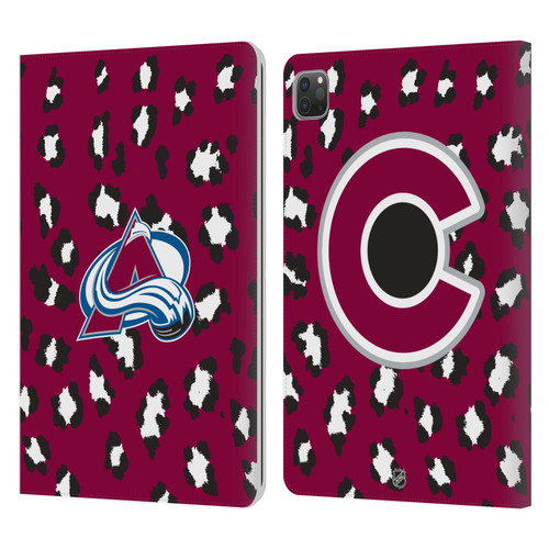 NHL Colorado Avalanche Leopard Patten Leather Book Wallet Case Cover For Apple iPad Pro 11 2020 / 2021 / 2022