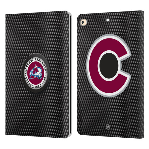 NHL Colorado Avalanche Puck Texture Leather Book Wallet Case Cover For Apple iPad 9.7 2017 / iPad 9.7 2018
