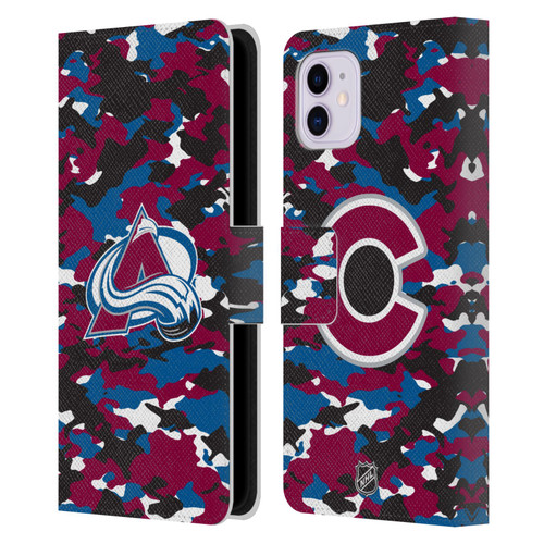 NHL Colorado Avalanche Camouflage Leather Book Wallet Case Cover For Apple iPhone 11