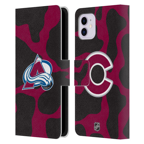 NHL Colorado Avalanche Cow Pattern Leather Book Wallet Case Cover For Apple iPhone 11