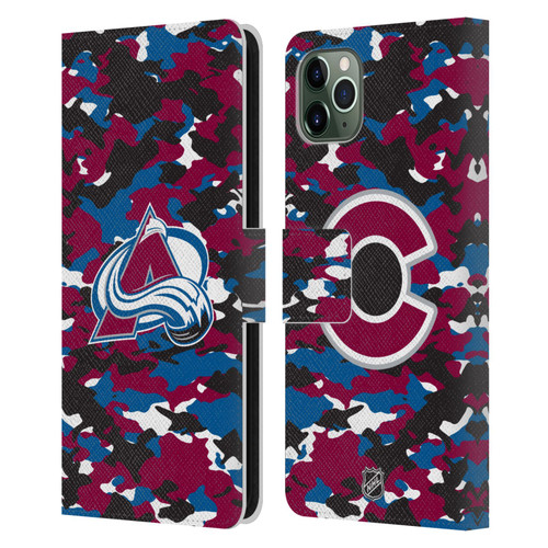 NHL Colorado Avalanche Camouflage Leather Book Wallet Case Cover For Apple iPhone 11 Pro Max